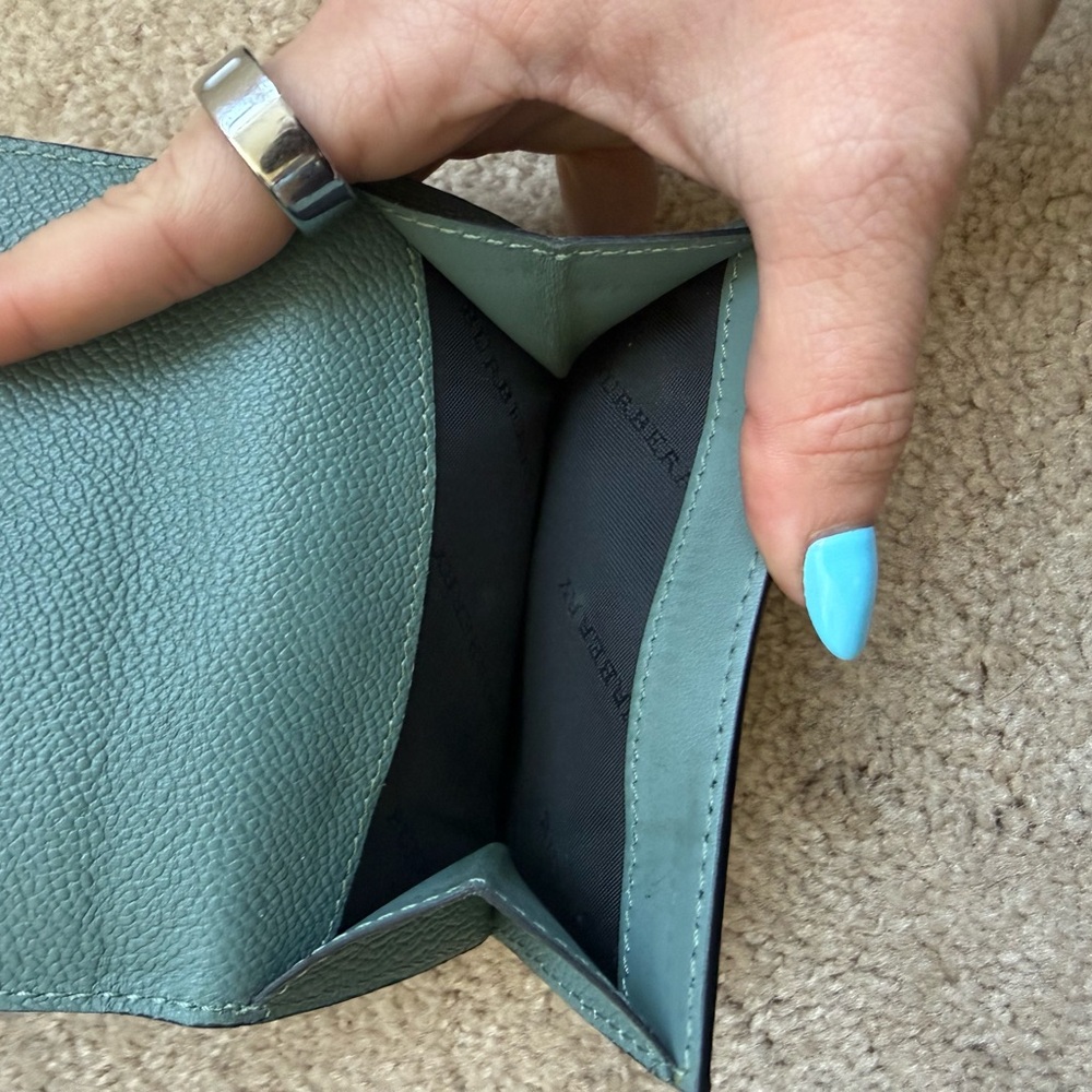 Burberry Teal and Plaid Compact Wallet with COA - Picture 7 of 8